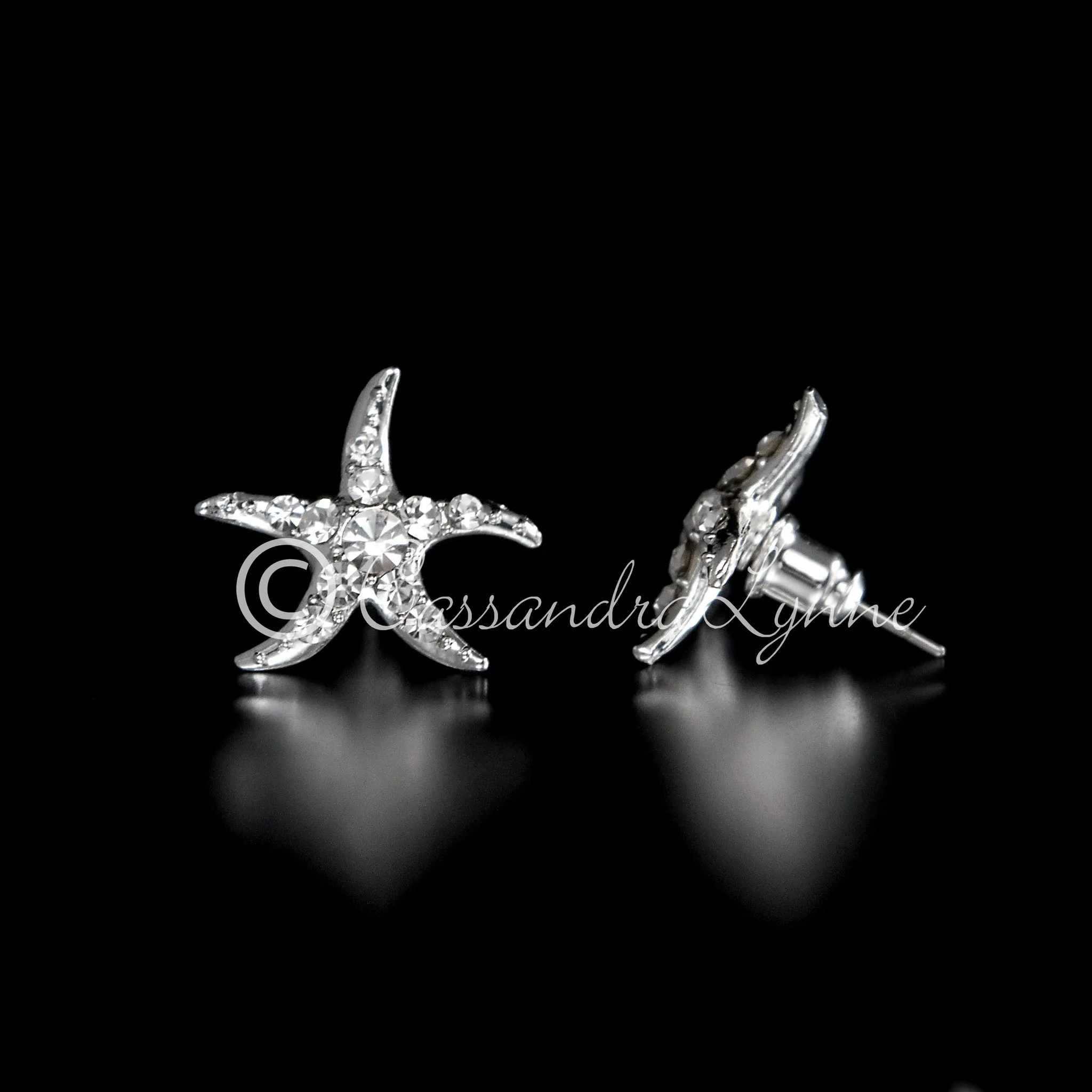 Starfish Wedding Earrings with Crystals