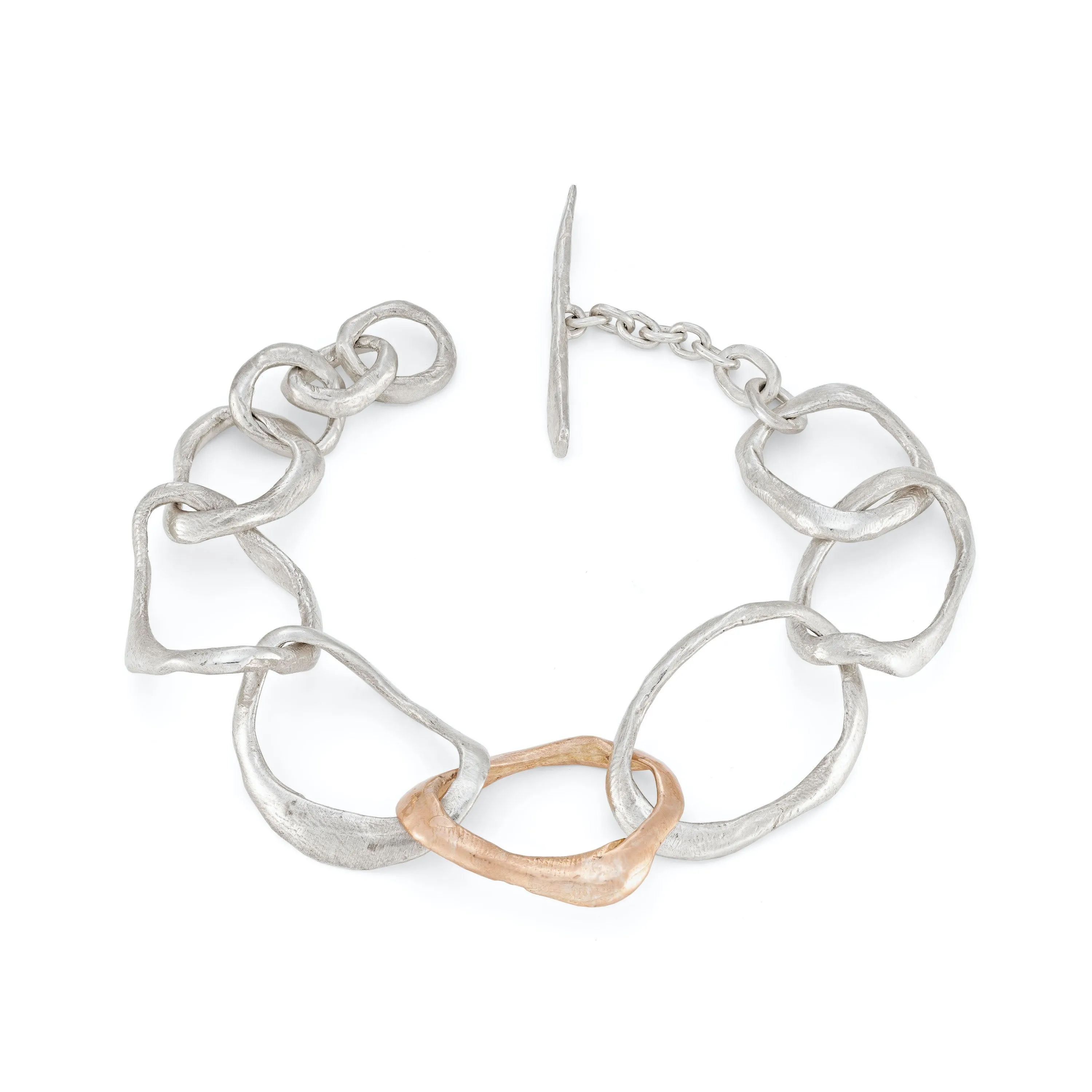 Stone Drawing Bracelet Silver with 9ct Rose Gold Link