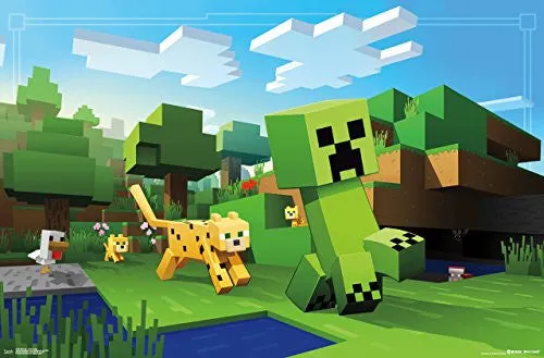 TRENDS INTERNATIONAL MINECRAFT OCELOT CHASE WALL POSTER 22.375" X 34"