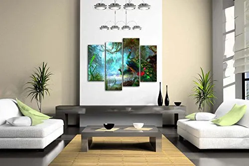 TWO PEACOCKS WALK IN FOREST BEAUTIFUL WALL ART PAINTING THE PICTURE PRINT ON CANVAS ANIMAL PICTURES FOR HOME DECOR DECORATION GIFT