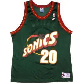 VINTAGE CHAMPION NBA SEATTLE SUPERSONICS PAYTON #20 JERSEY 1990s SIZE 48