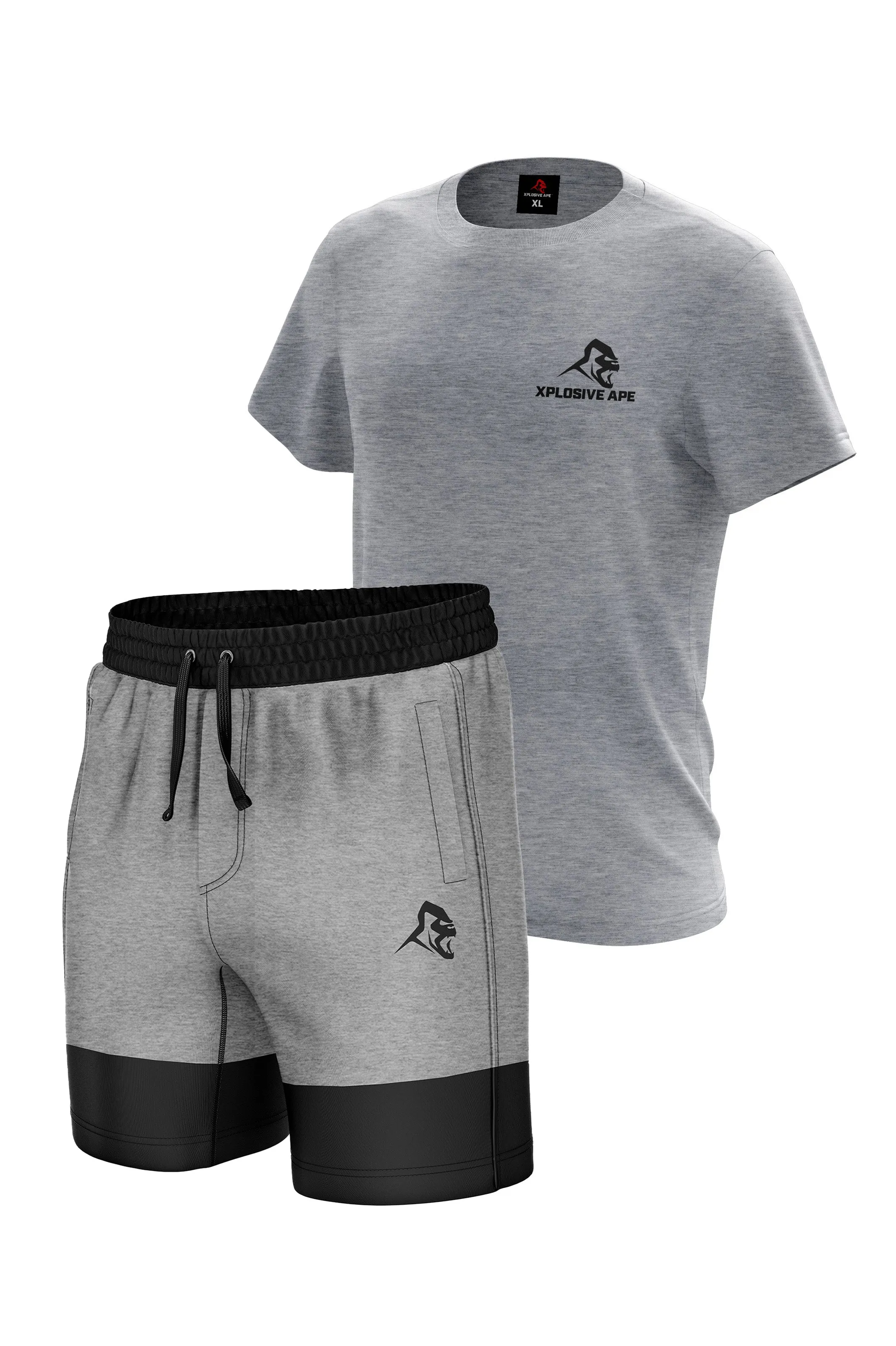 XAPE Essential Sports Grey Tee & Elite Grey Shorts Bundle